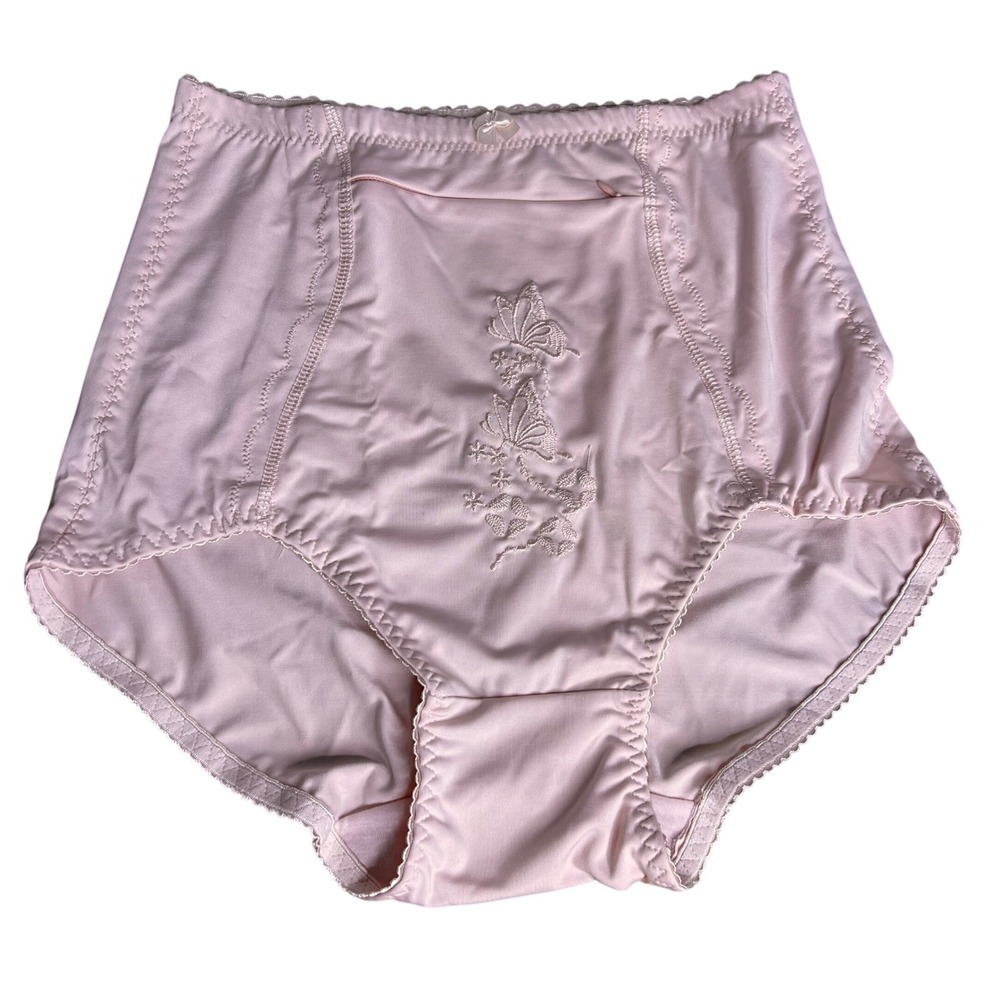Ann Diane Briefs Size 2XL Pink Butterfly Embroidered Hidden Pocket Shapewear NEW